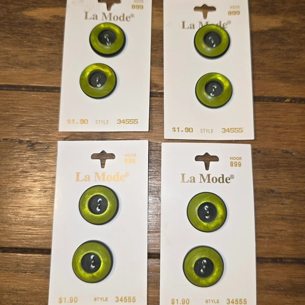 La Mode Buttons Lime Green Black 34555 Round 2-Hole 3/4